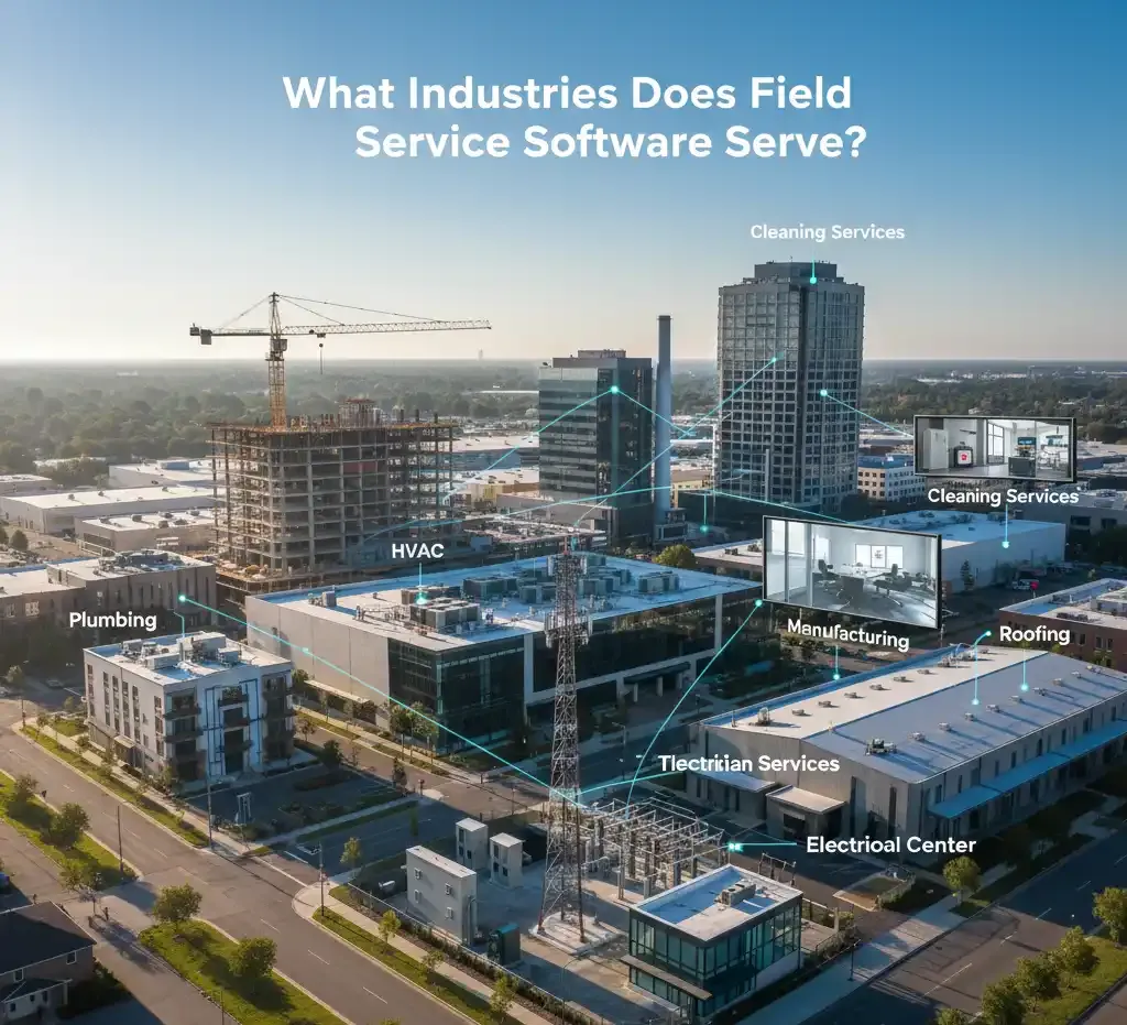 Connected city showing industries served by field service software